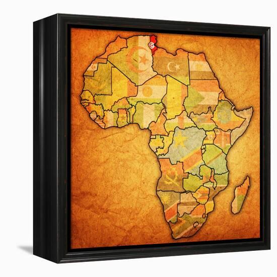 Tunisia on Actual Map of Africa-michal812-Framed Stretched Canvas