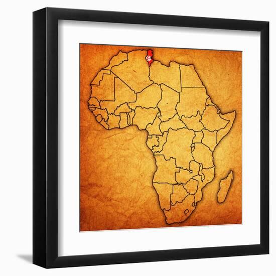 Tunisia on Actual Map of Africa-michal812-Framed Art Print