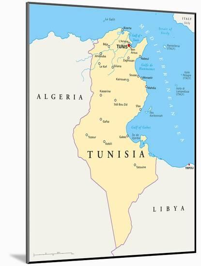 Tunisia Political Map-Peter Hermes Furian-Mounted Art Print