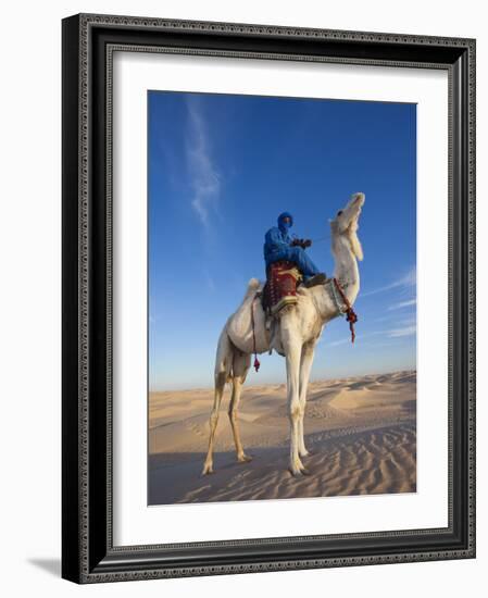 Tunisia, Sahara Desert, Douz, Great Dune, Rider and Camel-Walter Bibikow-Framed Photographic Print