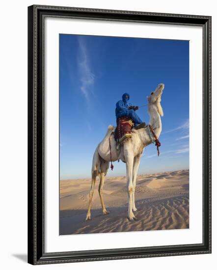 Tunisia, Sahara Desert, Douz, Great Dune, Rider and Camel-Walter Bibikow-Framed Photographic Print