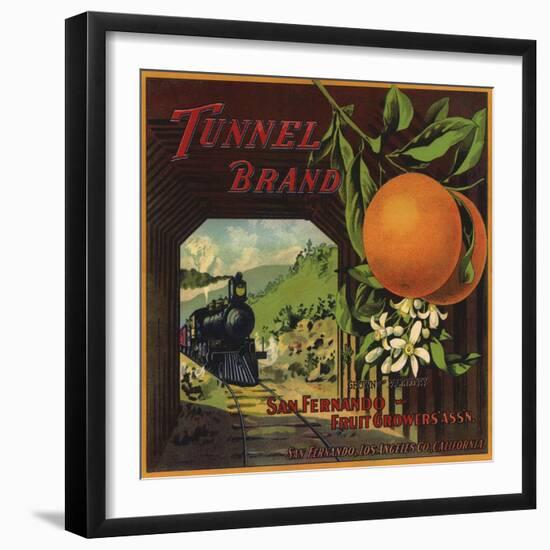 Tunnel Brand - San Fernando, California - Citrus Crate Label-Lantern Press-Framed Art Print