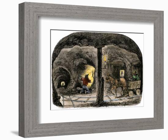 Tunnel in a California Mine, c.1850-null-Framed Giclee Print