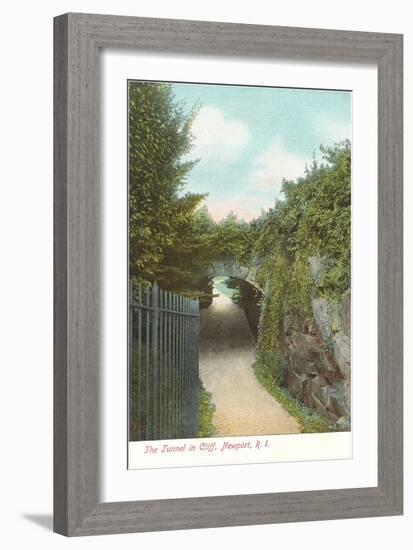 Tunnel in Cliff Walk, Newport, Rhode Island-null-Framed Art Print