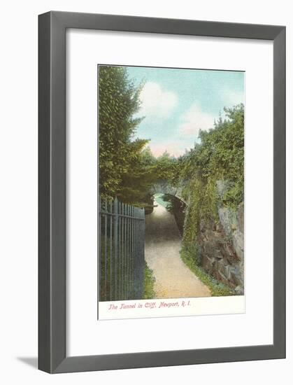 Tunnel in Cliff Walk, Newport, Rhode Island-null-Framed Art Print