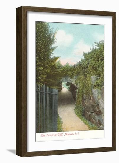 Tunnel in Cliff Walk, Newport, Rhode Island-null-Framed Art Print