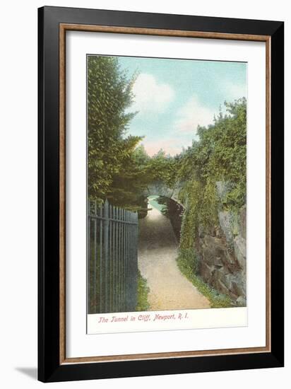 Tunnel in Cliff Walk, Newport, Rhode Island-null-Framed Art Print