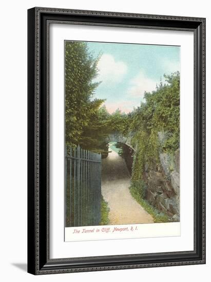 Tunnel in Cliff Walk, Newport, Rhode Island-null-Framed Art Print