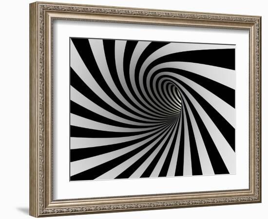 Tunnel Of Black And White Lines-iuyea-Framed Art Print