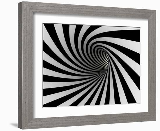 Tunnel Of Black And White Lines-iuyea-Framed Art Print