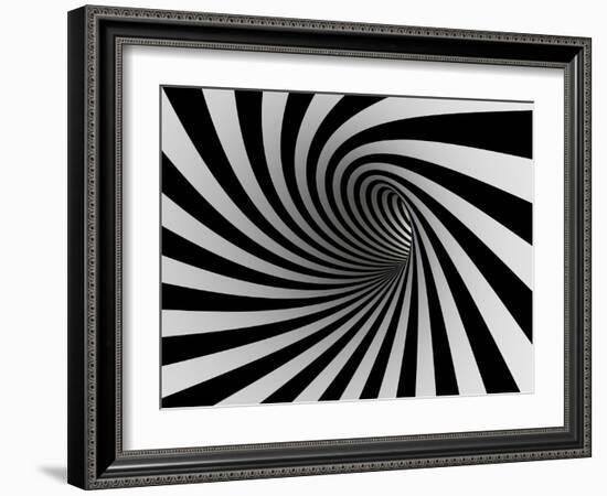 Tunnel Of Black And White Lines-iuyea-Framed Art Print
