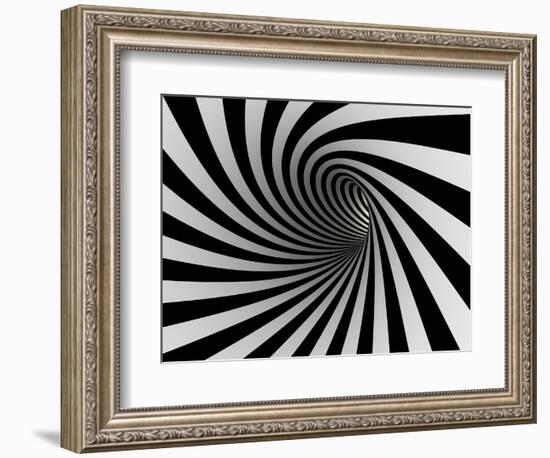 Tunnel Of Black And White Lines-iuyea-Framed Art Print