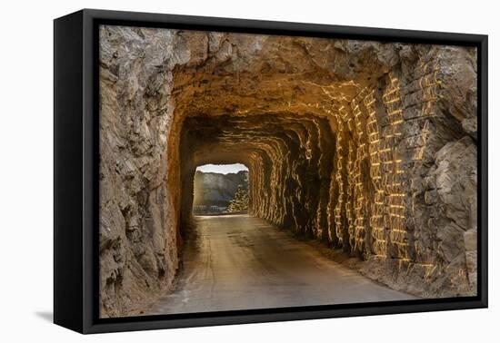 Tunnel on Iron Mountain Road Lit by Setting Sun, Mount Rushmore, South Dakota-Chuck Haney-Framed Premier Image Canvas