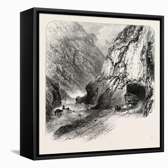 Tunnel on the St. Gothard Road, Near Andermatt, Switzerland, the Passes of the Alps, 19th Century-null-Framed Premier Image Canvas