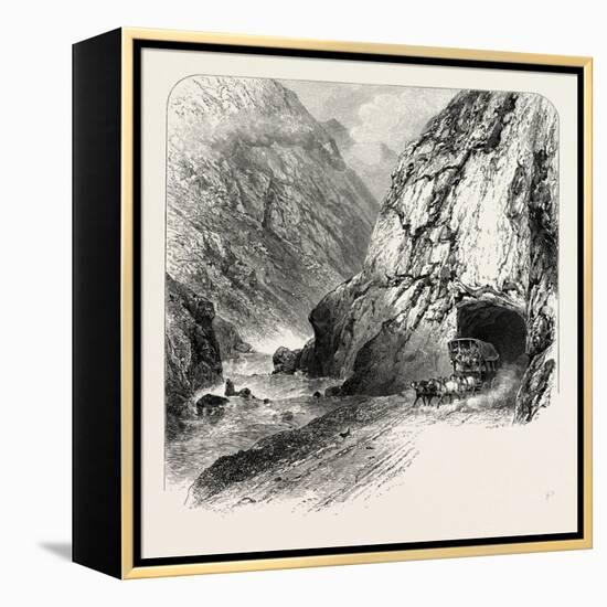 Tunnel on the St. Gothard Road, Near Andermatt, Switzerland, the Passes of the Alps, 19th Century-null-Framed Premier Image Canvas