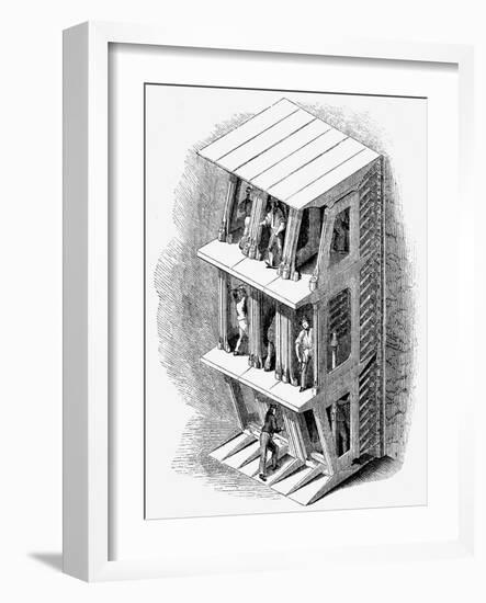 Tunneling Shield Used in the Construction of the Thames Tunnel, London, 1842-null-Framed Giclee Print