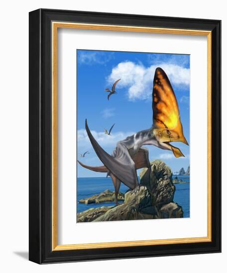 Tupandactylus Perched on a Rock During the Early Cretaceous Period-null-Framed Art Print
