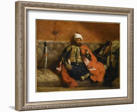 Turc fumant, assis sur un divan-Eugene Delacroix-Framed Giclee Print