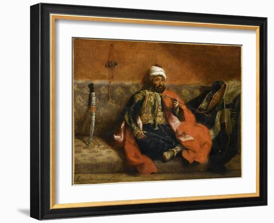 Turc fumant, assis sur un divan-Eugene Delacroix-Framed Giclee Print