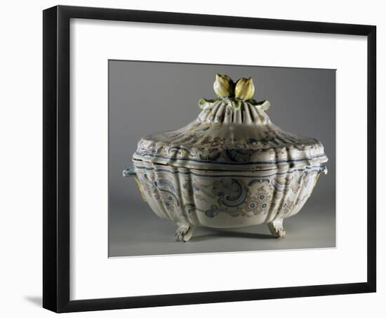 Tureen Decorated with Embossed Plant Motifs and Fruit, Majolica-null-Framed Giclee Print