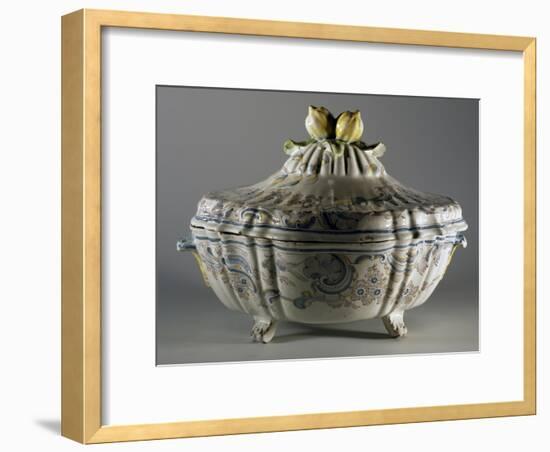 Tureen Decorated with Embossed Plant Motifs and Fruit, Majolica-null-Framed Giclee Print