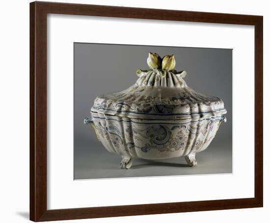 Tureen Decorated with Embossed Plant Motifs and Fruit, Majolica-null-Framed Giclee Print