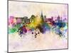 Turin Skyline in Watercolor Background-paulrommer-Mounted Art Print