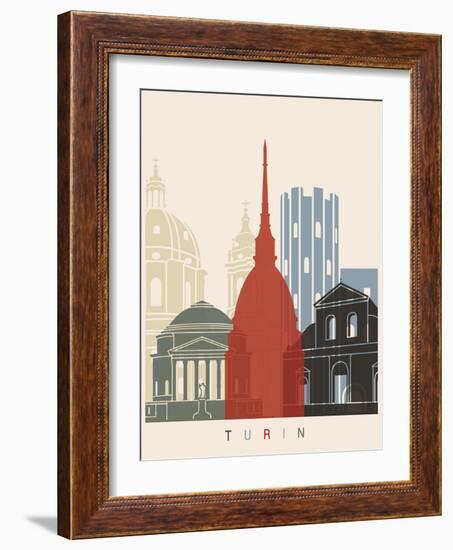 Turin Skyline Poster-paulrommer-Framed Art Print