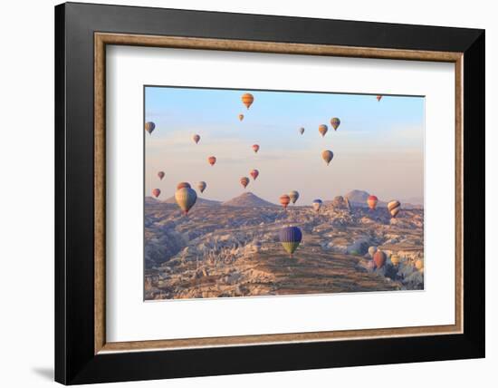 Turkey, Anatolia, Cappadocia, Goreme. Hot air balloons above Red Valley.-Emily Wilson-Framed Photographic Print