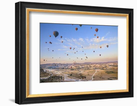 Turkey, Anatolia, Cappadocia, Goreme. Hot air balloons above Red Valley.-Emily Wilson-Framed Photographic Print