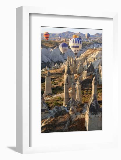 Turkey, Anatolia, Cappadocia, Goreme. Hot air balloons above Red Valley.-Emily Wilson-Framed Photographic Print