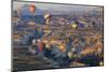 Turkey, Anatolia, Cappadocia, Goreme. Hot air balloons above Red Valley.-Emily Wilson-Mounted Photographic Print