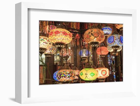 Turkey, Bursa Province, Bursa, colorful, glass mosaic lamps.-Emily Wilson-Framed Photographic Print