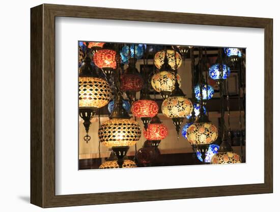 Turkey, Bursa Province, Bursa, colorful, glass mosaic lamps.-Emily Wilson-Framed Photographic Print