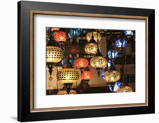 Turkey, Bursa Province, Bursa, colorful, glass mosaic lamps.-Emily Wilson-Framed Photographic Print