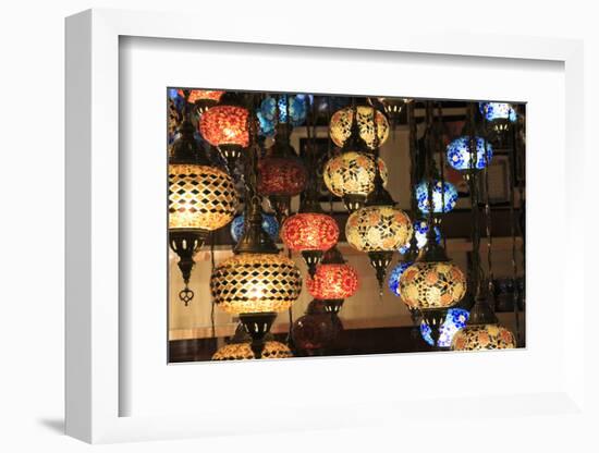 Turkey, Bursa Province, Bursa, colorful, glass mosaic lamps.-Emily Wilson-Framed Photographic Print