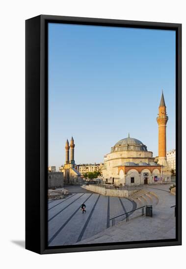 Turkey, Central Anatolia, Sivas, Twin Minarets of Cifte Minare Medressah and Kale Camii-Christian Kober-Framed Premier Image Canvas