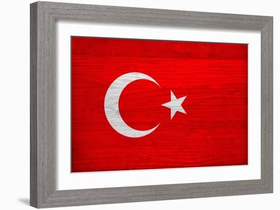 Turkey Flag Design with Wood Patterning - Flags of the World Series-Philippe Hugonnard-Framed Art Print