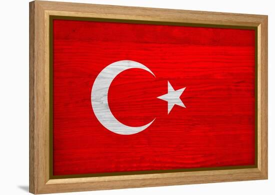 Turkey Flag Design with Wood Patterning - Flags of the World Series-Philippe Hugonnard-Framed Stretched Canvas