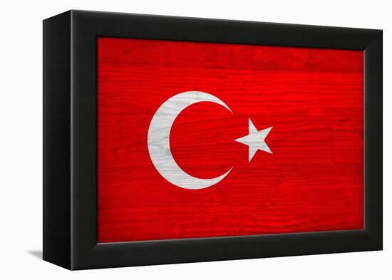 Turkey Flag Design with Wood Patterning - Flags of the World Series-Philippe Hugonnard-Framed Stretched Canvas