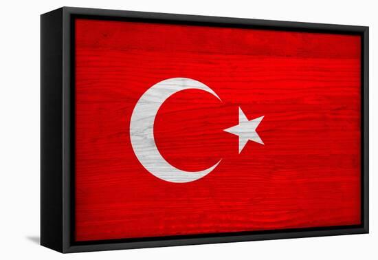 Turkey Flag Design with Wood Patterning - Flags of the World Series-Philippe Hugonnard-Framed Stretched Canvas