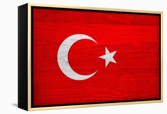 Turkey Flag Design with Wood Patterning - Flags of the World Series-Philippe Hugonnard-Framed Stretched Canvas