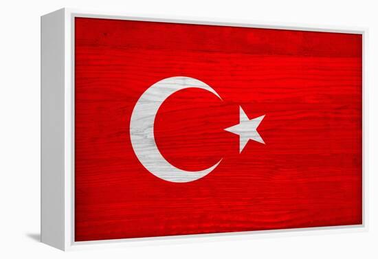 Turkey Flag Design with Wood Patterning - Flags of the World Series-Philippe Hugonnard-Framed Stretched Canvas