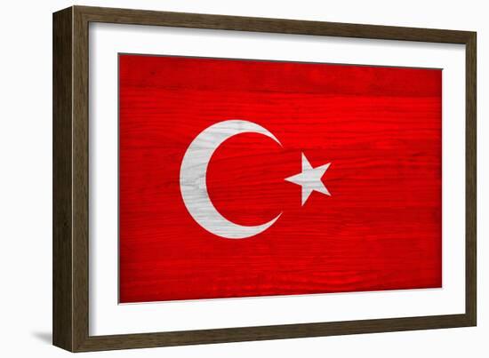 Turkey Flag Design with Wood Patterning - Flags of the World Series-Philippe Hugonnard-Framed Premium Giclee Print