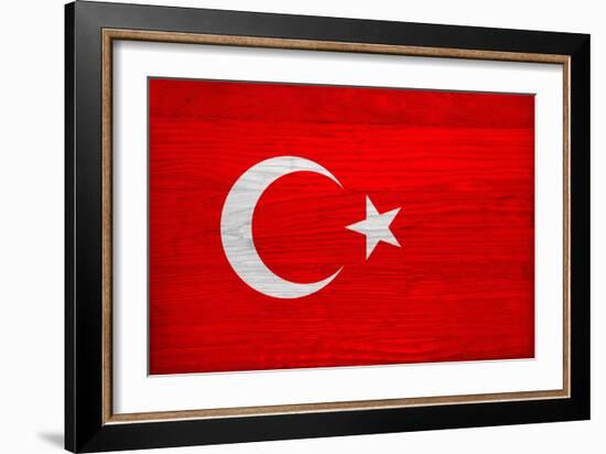 Turkey Flag Design with Wood Patterning - Flags of the World Series-Philippe Hugonnard-Framed Premium Giclee Print