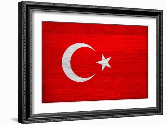 Turkey Flag Design with Wood Patterning - Flags of the World Series-Philippe Hugonnard-Framed Premium Giclee Print