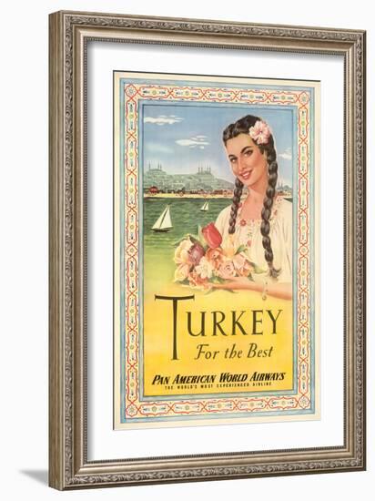 Turkey, For the Best - Pan American World Airways, Vintage Travel Poster, 1950s-Pacifica Island Art-Framed Art Print