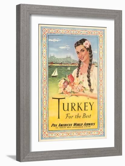 Turkey, For the Best - Pan American World Airways, Vintage Travel Poster, 1950s-Pacifica Island Art-Framed Art Print