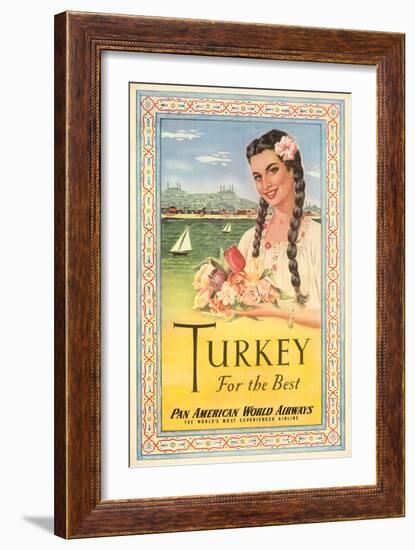 Turkey, For the Best - Pan American World Airways, Vintage Travel Poster, 1950s-Pacifica Island Art-Framed Art Print