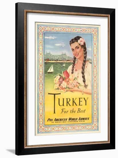 Turkey, For the Best - Pan American World Airways, Vintage Travel Poster, 1950s-Pacifica Island Art-Framed Art Print